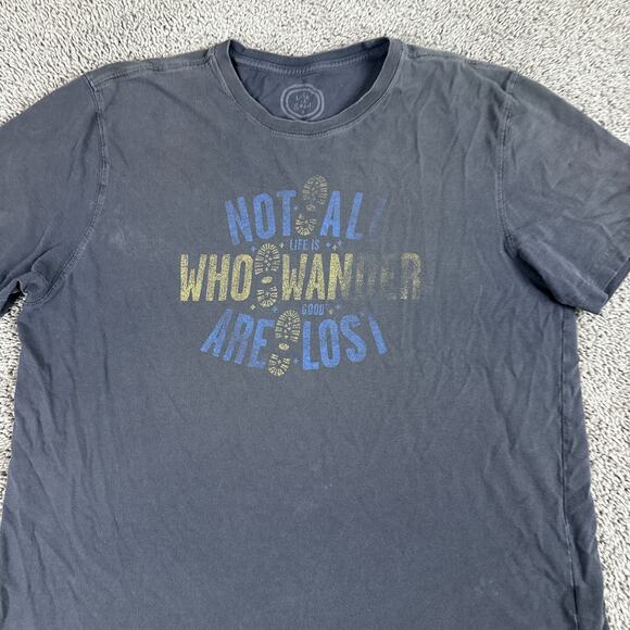 Life Is Good Shirt Mens L Gray Not All Who Wander Are Lost Classic Fit - Picture 3 of 11